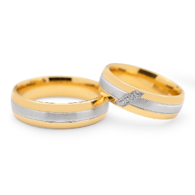 Golden wedding rings with diamonds "VKA 096"