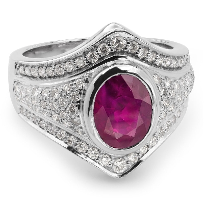 Gold ring with gemstones "Ruby 8"
