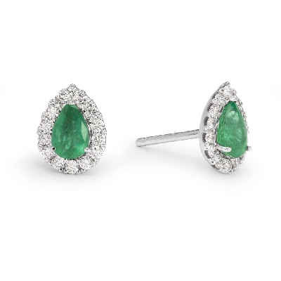 Gold earrings with gemstones "Emerald 19"