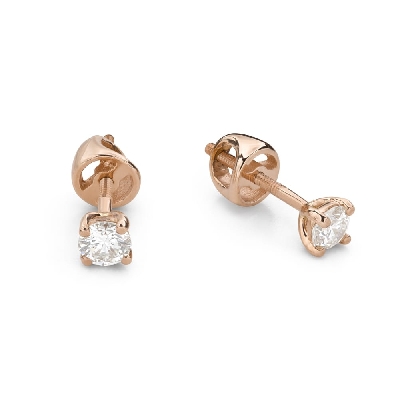 Gold earrings with brilliants "Classic 81"