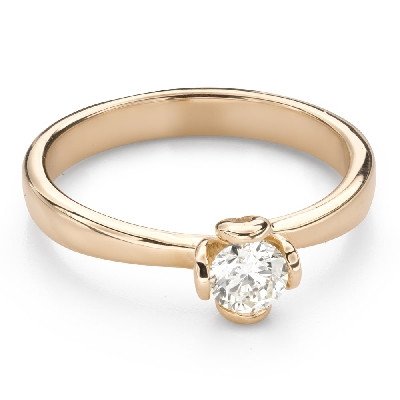 Gold ring with brilliant diamond "Flower 27"