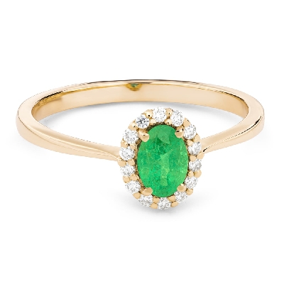 Gold ring with gemstones "Emerald 64"